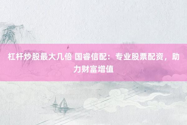 杠杆炒股最大几倍 国睿信配：专业股票配资，助力财富增值