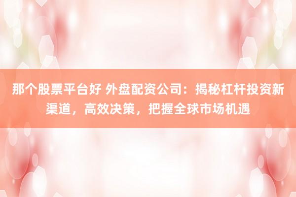 那个股票平台好 外盘配资公司：揭秘杠杆投资新渠道，高效决策，把握全球市场机遇