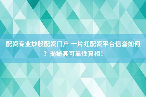 配资专业炒股配资门户 一片红配资平台信誉如何？揭秘其可靠性真相！