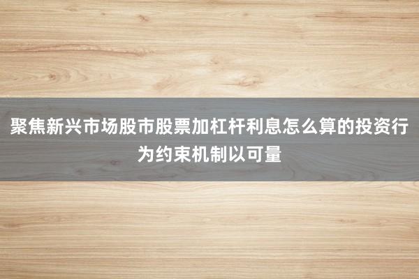 聚焦新兴市场股市股票加杠杆利息怎么算的投资行为约束机制以可量
